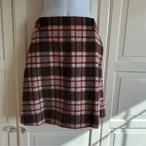 Eddie Bauer
WOOL MID-LENGTH PLAID SKIRT.Brown Red Blue  tones size 12,Academia